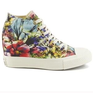 Colorful Floral High-Top Sneakers